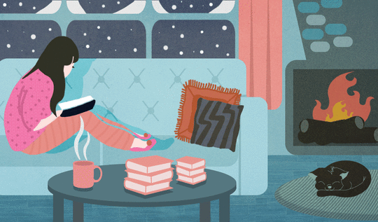 Image result for winter woman reading animated