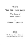 Wife to Mr. Milton cover