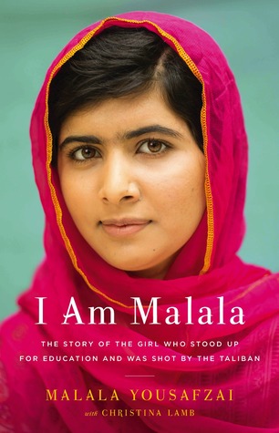 Book cover: Malala Yousafzai wears a magenta hijab and looks at the camera with an expression that is peaceful and resolute