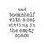 sad bookshelf with a cat sitting in the empty space
