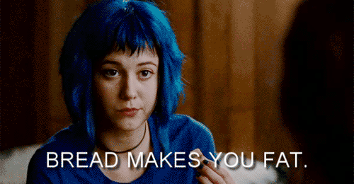 Scott Pilgrim saying, ‘Bread makes you fat?!’
