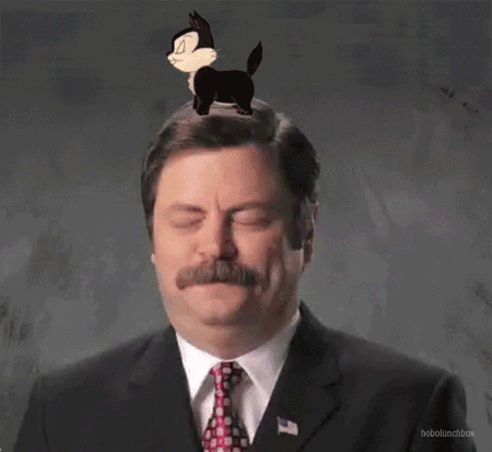Mustache man getting a head massage from Looney Tunes Cat