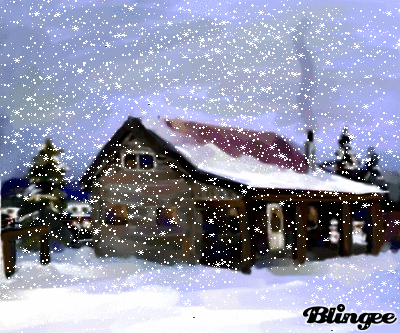 snowy cabin