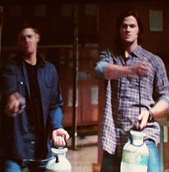 SPNG Tags: Sam / Dean / Happy Dancing and Flailing / because cleaning products kill Leviathans/ apparentlyLooking for a particular Supernatural reaction gif? This blog organizes them so you don’t have to spend hours hunting them down.