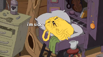 a cartoon character shivers on its bed