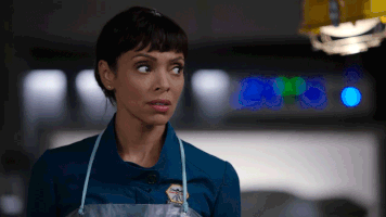 Character from TV show Bones gives some mild side-eye