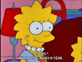 Lisa Simpson says Wow and wipes away a tear