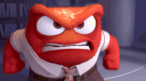 Anger, from Disney's Inside Out, his head igniting into flame.