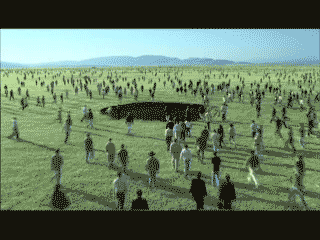People Rushing to a Hole
