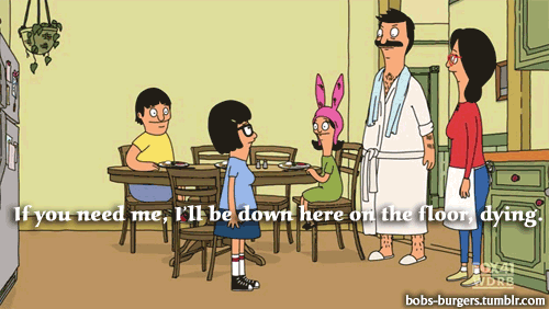 A scene from Bob's Burgers, in which Tina says, 