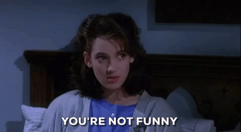 Winona Ryder in a scene from Heathers, saying