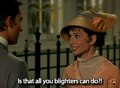 Audrey Hepburn in the movie My Fair Lady, singing