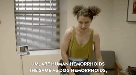 Illana on Broad City asking a veterinarian , 