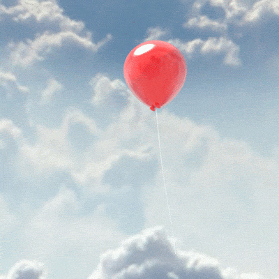 single balloon floating away gif