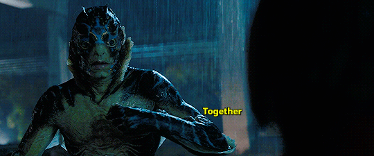 The Shape of Water Story Structure. Amphibian Man talks to Elisa with ASL.