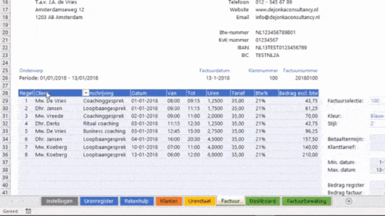 Coaching factuur maken
