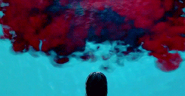 Pool water filling with blood, the words 
