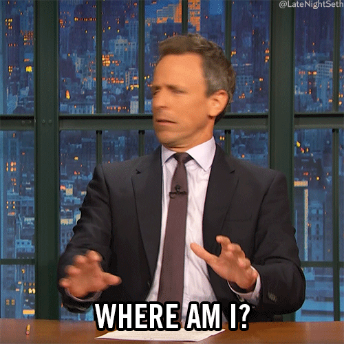 Seth Meyer on his talk show looking confused and saying, 