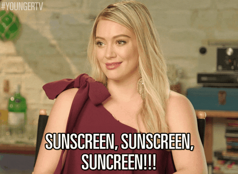 A very beautiful Hillary Duff from Younger saying, “Sunscreen Sunscreen Sunscreen”