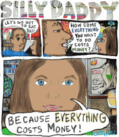 Silly Daddy Costs Money is a rare digital art comic on MakersPlace by Joe Chiappetta
