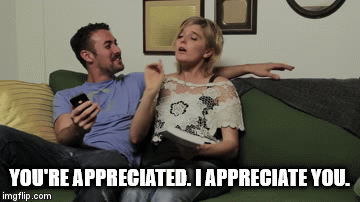 GIF of Becky from Buzzfeed saying You're appreciated. I appreciate you.