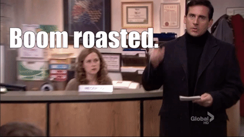 Image result for boom roasted gif