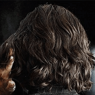 Kylo's hair being done on set