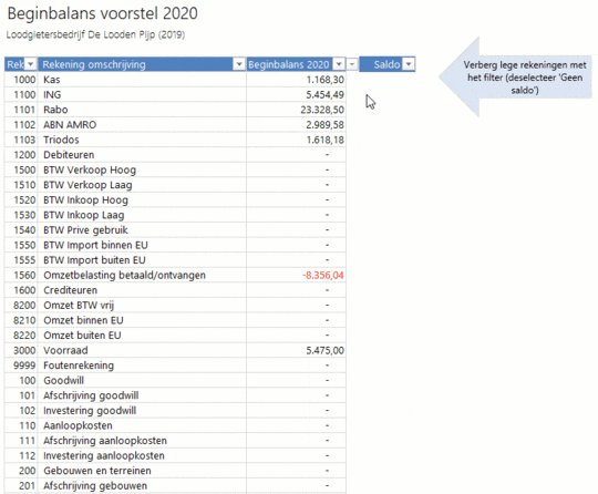 Beginbalans importmodule stap 1