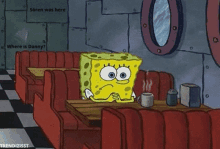 spongebob sitting waiting