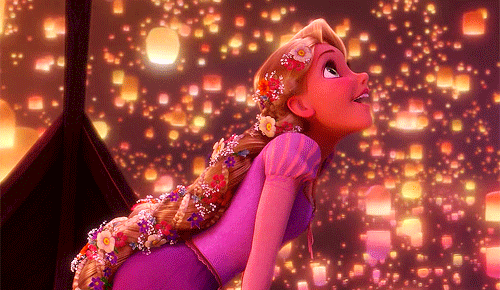 Rapunzel admiring the laterns