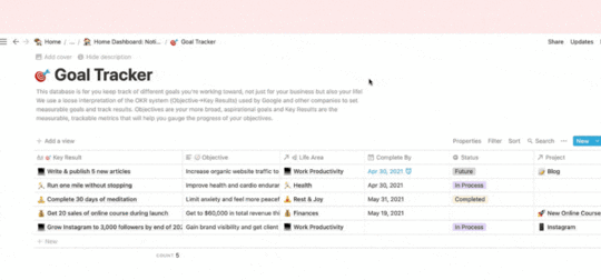 Notion Goal Tracker