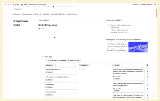 Notion Content Planning and Scheduling