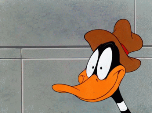 Daffy Duck with dollar signs in eyes