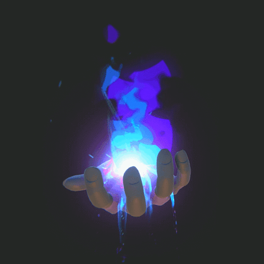 GIF of a hand holding a magic flame