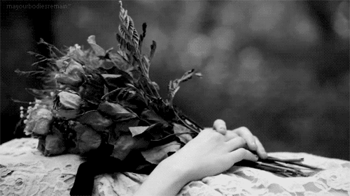 GIF of a bouquet of flowers in a woman's hands
