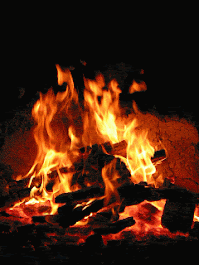 A stock gif of a camp fire. It's got logs in the base, and yellow and orange flames.