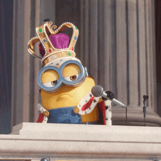 Minion in king's robe drops mic and walks away