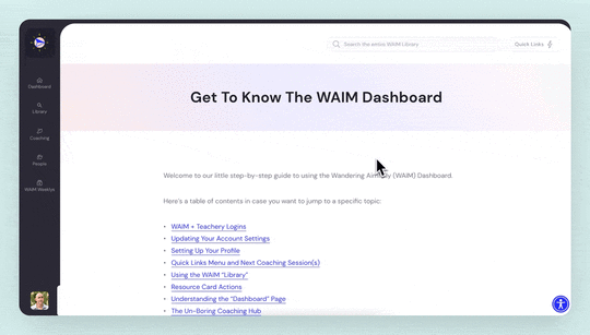 New WAIM Member Dashboard