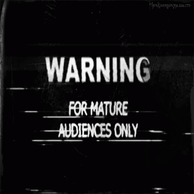 a black and white image of a warning sign that says warning for mature audiences only .