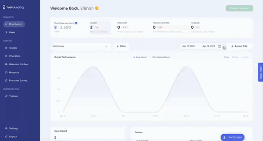 how userguiding uses in-app notifications to guide users to the aha moment.