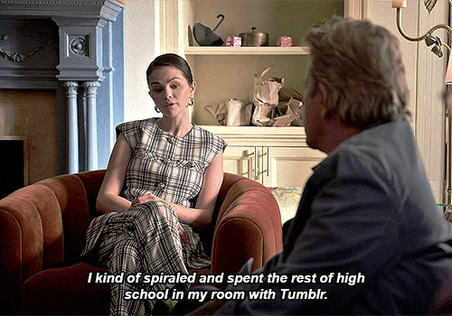 Mabel saying "I kind of spiraled and spent the rest of school in my room with Tumblr"