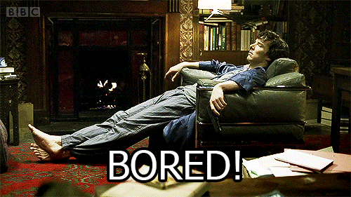 Benedict Cumberbatch as Sherlock Holmes, screaming he's bored