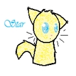 It's our little representative, -Star- representing all us members, monitors, the roleplay and our group... He's/It's gonna do all the intros and introduce new characters and everything... And yes, he's going to be a chibi. -_-' Hey, chibis are cute! 

It's supposed to be Star, the roleplay founder of StarClan and the Clans. 
