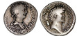 Coins depicting Cleopatra (L) and Marc Antony (R)