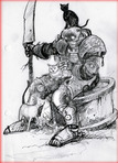 Mr. Reeve was so kind as to do this drawing of Grike (Shrike) and my 3 cats on the inside page of my copy of Scrivener's Moon.

