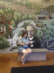 At a Missouri rest stop, Mrs. Santiago found a mosaic with President Truman. She got a Missouri travel guide and sat down to read.