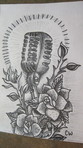I'm posting this today (7/29/13). I am doing the mic, obviously, since that is the only one. This is drawn with thin tipped sharpie, and I did the cross hatching with an ultra-thin tipped sharpie. If I could do anything to make it better, I would have taken a better quality picture, but sadly I am not a photographer. What I like about it, however, would be the black and white and the use of cross hatching, which I love doing. I lose track of time when I draw, but it probably took me about an hour more or less.