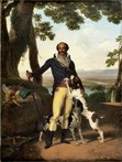 Attributed tо Louis Gauffier/ Portrait d'un chasseur dans un paysage, dit portrait d'Alexandre Dumas père/ cm 34/huile sur papier marouflé sur carton/ 32,5 x 25 cm/ (c) Bayonne, Musée Bonnat-Helleu / Cliché A. Vaquero
