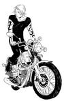 Jace with his trusty vampire motorcycle
(Image from <i>The Shadowhunter's Codex</i>.)