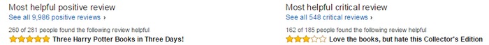 amazon positive negative review display